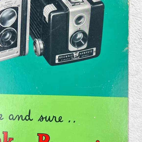 1950s‎ Kodak Brownie Camera Vintage 20 Advertising Sign Cardboard Easel
